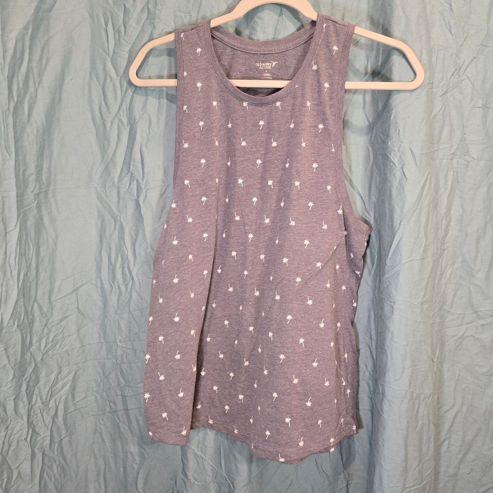 Old Navy Gray Tank Top with White Palm Trees